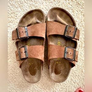 Birkenstock Brown Leather Arizona Soft Footbed Birko-Flor Size 38 / Women's 7